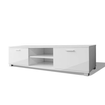 Mueble De Tv | Mueble De Salón | Mesa De Tv Blanco Brillo 140x40,5x35 Cm