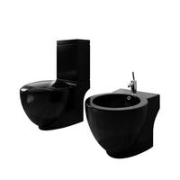 juego de vater wc y bide de ceramica negro vidaxl