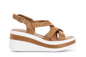 sandalias de cuña de napa con cruzado tan 39