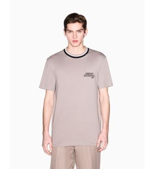 A|X Armani Exchange para hombre. XM001795AF10361U6107 Camiseta Contraste taupe (S), Casual, Algodón, Manga corta