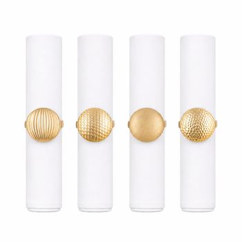 Anillos de servilleta de botones dorados mate - set de 4