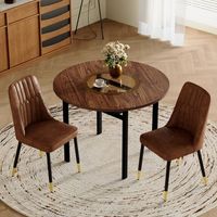 mesa de comedor con 2 sillas - comedor - mdf metal y vidrio - marron y negro 100x100cm