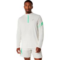 asics icon 12 zip  camiseta de running hombres - beige verde
