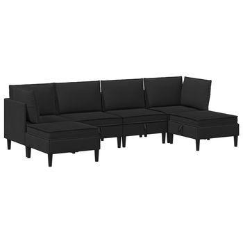 Juego De Muebles De Salón 6 Pcs Negro Tela Vidaxl