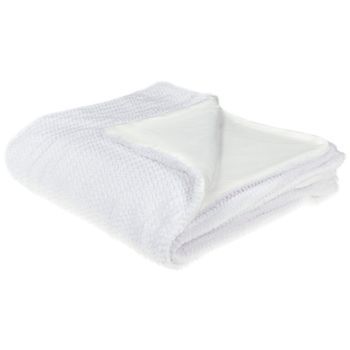 Manta De Poliéster Blanco 200 X 220 Cm Colcha Cubrecama Pelo Suave Accesorio Bjas