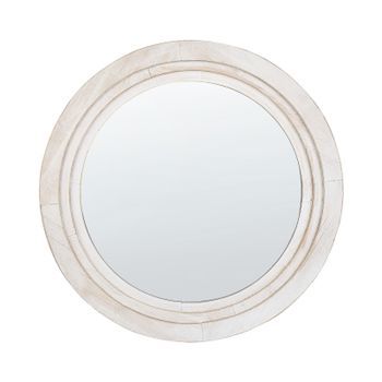 Espejo De Pared De Vidrio Blanco Crema 60 Cm Mdf Hecho A Mano Delicias