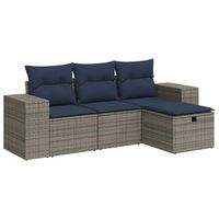 set de sofas de jardin 4 pzas y cojines ratan sintetico gris cfw148280