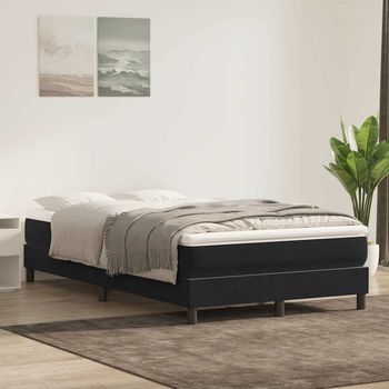 Cama Matrimonial | Cama Para Adultos | Cama Box Spring Sin Colchón Negro Terciopelo 120x220 Cm Cfw4303625