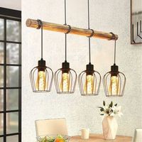 lampara de techo colgante retro vintage 4 luces madera diseno industrial ajustable zmh