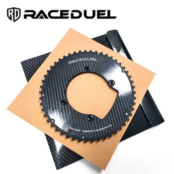 Plato de Cadena Doble RACEDUEL Carbon 110BCD para Bicicleta de Carretera Shimano R7000 R8000 R9100 R7100 R8100, Ultraligero, 50/34T 53/39T