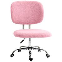 silla de oficina ergonomica y giratoria ajustable en altura sin reposabrazos terciopelo rosa
