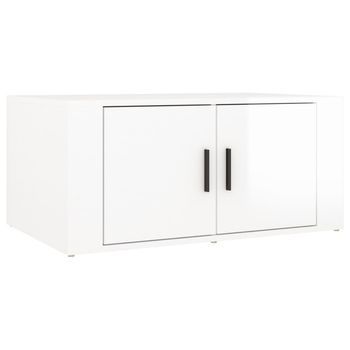 Mesa De Centro Madera Contrachapada Blanco Brillo 80x50x36 Cm Vidaxl