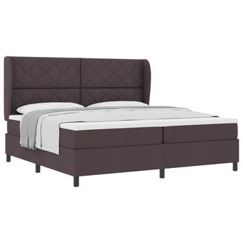 Cama Tipo Box Spring Marrón Oscuro 200 X 200 Cm Tela Vidaxl