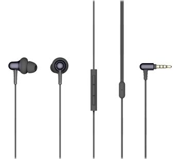 Stylish Dual-Dynamic E1025 Earphones - Midnight Black, Black