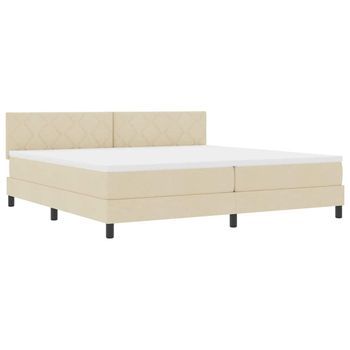 Cama Tipo Box Spring Con Cojín Crema 200 X 200 Cm Tela Vidaxl