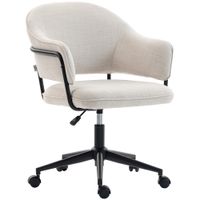 homcom silla de oficina ergonomica sillon de oficina con altura ajustable giratorio 360 63 x 65 x 83-92 cm crema  aosom espana