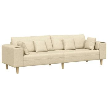Sofá Crema 250 X 77 X 76 Cm Tela Vidaxl