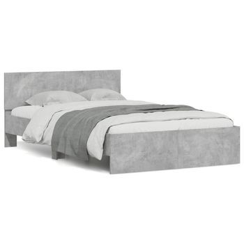 Estructura De Cama Con Cabecero Gris Hormigón 120x200cm Vidaxl