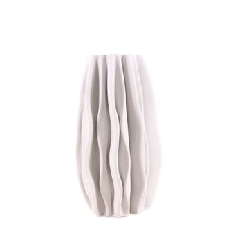 Jarrón cerámica blanca 3d alveolado 30cm