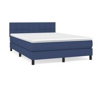 cama box spring con colchon tela azul 140x190 cm bloques con cuadros