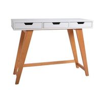 consola  mueble recibidor de 3c en color blanco con patas de madera maciza