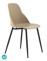 pack 4 sillas pp color camel con patas metalicas
