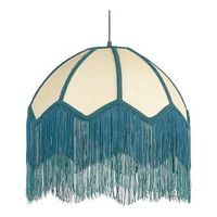 lampara de techo natural 192 cm campana papel poliester borlas flecos azul milagro