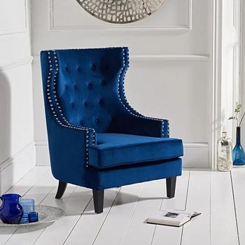 Penelope Blue Velvet Armchair