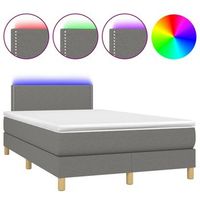 cama box spring con colchon y led tela gris oscuro 120x200 cm vidaxl