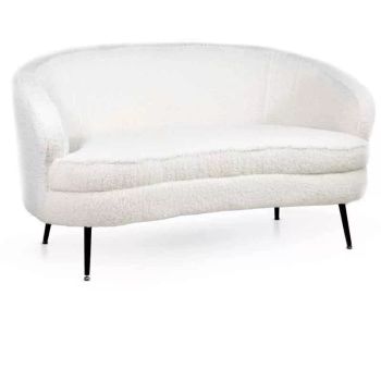 Sofá dos plazas blanco tapizado bouclé