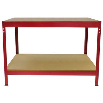 Mesa De Trabajo Q-rax De Acero Sin Tornillos Roja 120cm X 60cm X 90cm