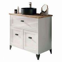 mueble de bano siena blanco soft y roble cambrian con lavabo ceramico