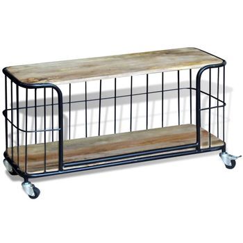 Mueble Tv | Mueble De Salón | Armario Tv De Madera Maciza De Mango 100x40x45 Cm