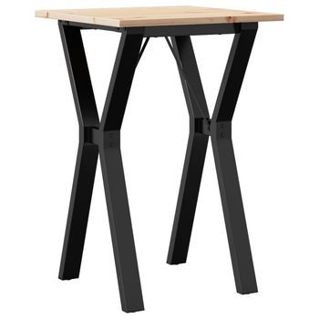 Mesa De Comedor | Mesa De Cena Marco Y Madera Maciza Pino Y Hierro 50x50x75 Cm