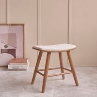 taburete de teca maciza asiento de bouclette 45 cm