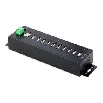 Hub StarTech.com 10 puertos USB 2.0 480 Mbps metálico industrial ESD nivel 4