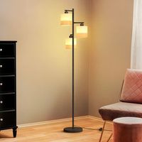 nettlife lampara colgante vintage 3 luces e27 arana tela blanca retro para comedor y salon bombillas no incluidas