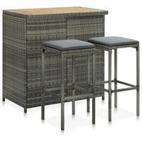 set de mesa y sillas de bar jardin 3 pzas ratan sintetico gris vidaxl