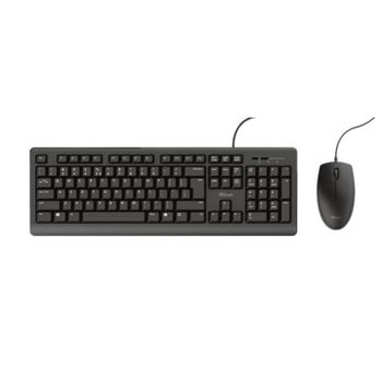 Pack Teclado Trust Primo QWERTY Español Alámbrico Perfil Bajo Negro + Ratón Ambidiestro