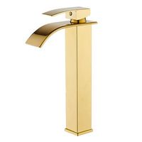 grifo monomando dorado lavabo alto fnk
