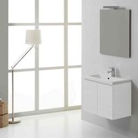 mueble de bano suspendido 60cm blanco 2 puertas espejo 60x70  manhattan