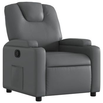 Sillón Reclinable De Piel Sintética Gris Vidaxl