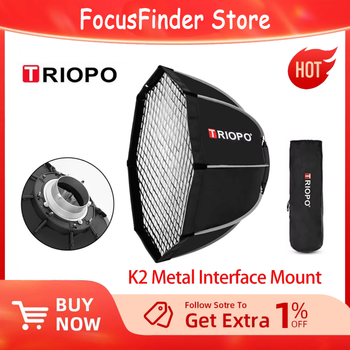 Triopo K2 55cm 65cm 90cm 120cm liberación rápida Bowens montaje octagonal Softbox + rejilla de panal caja suave al aire libre para Flash