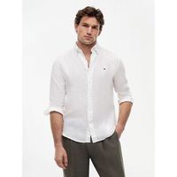 tommy hilfiger camisa manga larga mw0mw41530 pgmnt dyed-ybr whitw para hombre