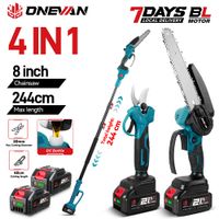 motosierra y podadora electrica onevan 5500w sin escobillas 4 en 1 inalambrica con hoja de 8 pulgadas herramienta para cortar arboles compatible con bateria makita