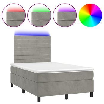 Cama Tapizada 193x123x128 Cm Terciopelo - Gris