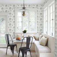 papel pintado vinilico ecologico nordico de flores dalias gris y blanco - morris flowers 680662 de gaulan - rollo de 10 m x 053 m