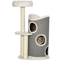 pawhut arbol rascador con cama para gatos y tina rascadora para gatos 60 cm x 445 cm x 109 cm gris  natural  blanco