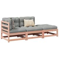 conjunto de sofas jardin 3 uds  mueble jardin mesa y sillas con cojines madera abeto douglas cfw870153