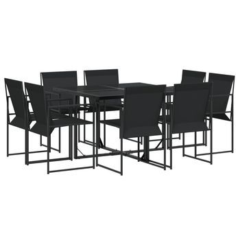 Juego De Comedor Para Jardín 9 Uds | Conjunto Mueble Jardin Mesa Y Sillas Textilene Negro